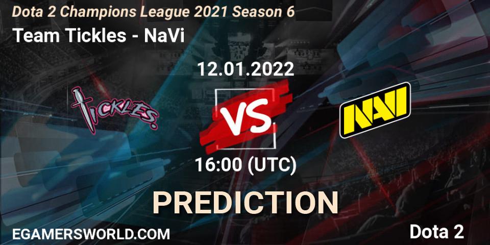 Prognose für das Spiel Team Tickles VS NaVi. 12.01.2022 at 16:02. Dota 2 - Dota 2 Champions League 2021 Season 6