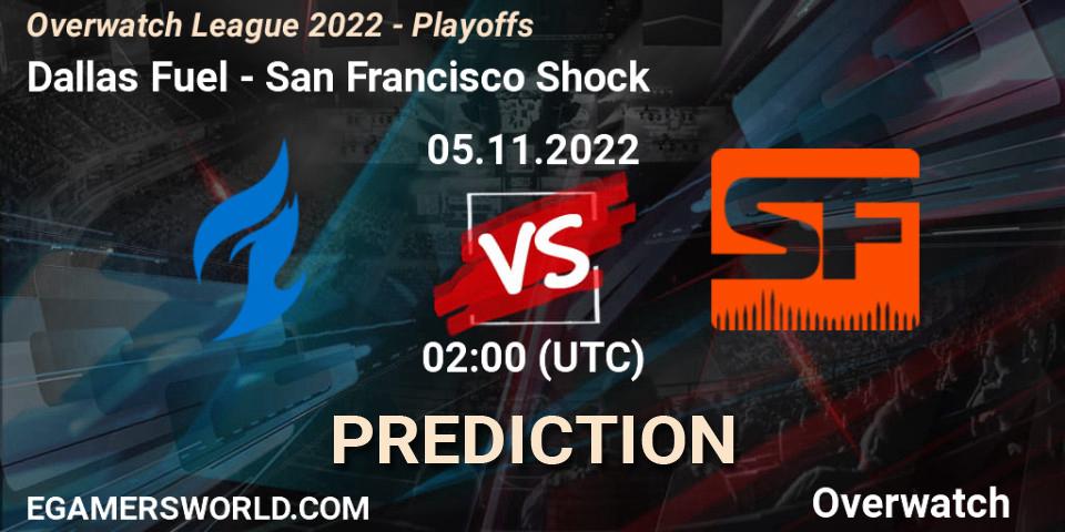 Prognose für das Spiel Dallas Fuel VS San Francisco Shock. 05.11.22. Overwatch - Overwatch League 2022 - Playoffs