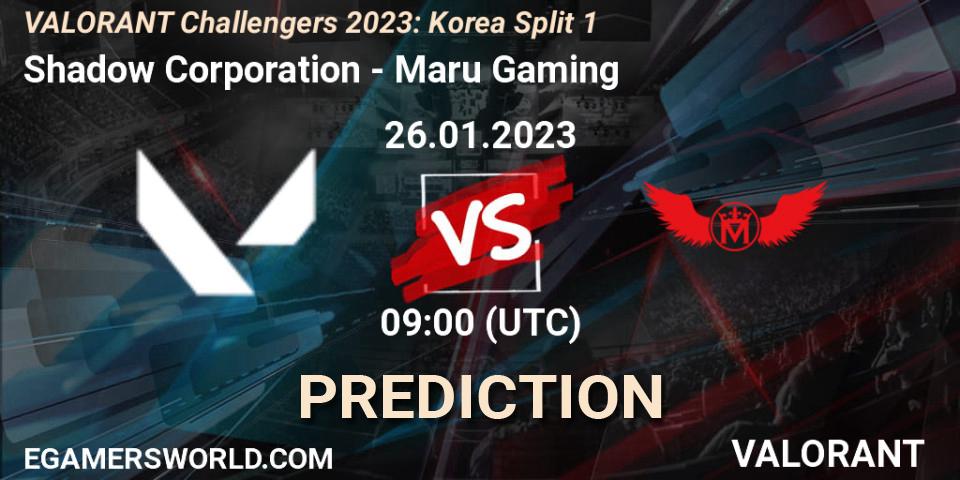 Prognose für das Spiel Shadow Corporation VS Maru Gaming. 26.01.2023 at 09:00. VALORANT - VALORANT Challengers 2023: Korea Split 1
