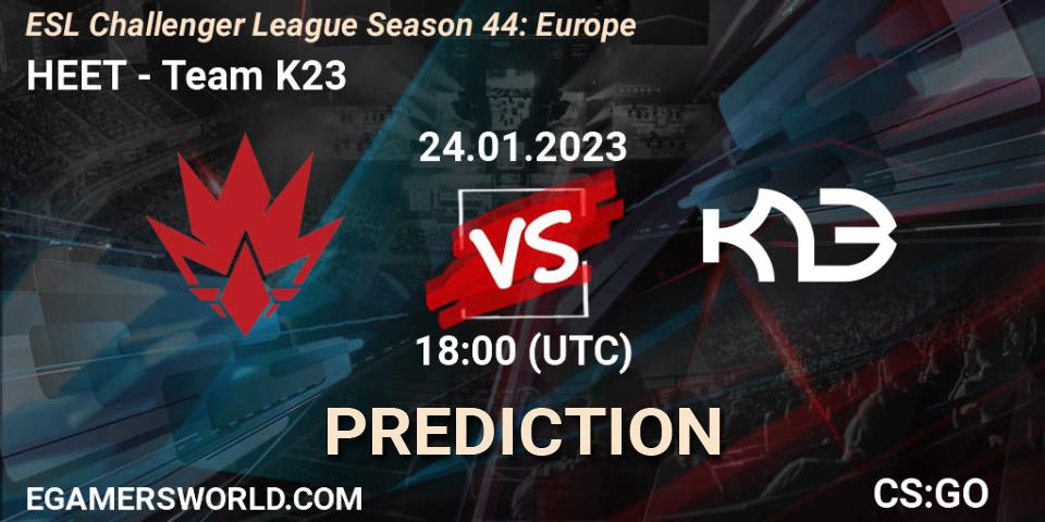Prognose für das Spiel HEET VS Team K23. 24.01.23. CS2 (CS:GO) - ESL Challenger League Season 44: Europe