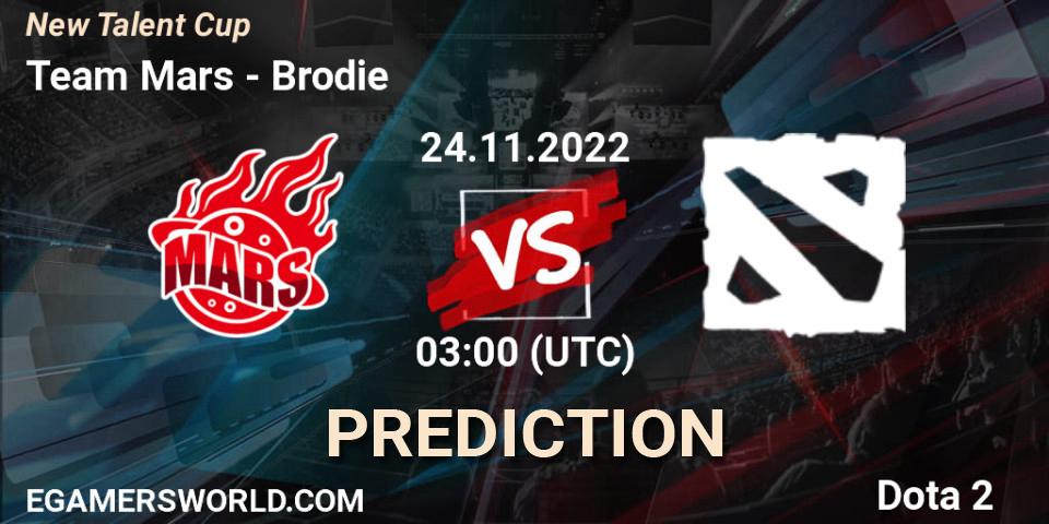Prognose für das Spiel Team Mars VS Brodie. 24.11.2022 at 03:00. Dota 2 - New Talent Cup