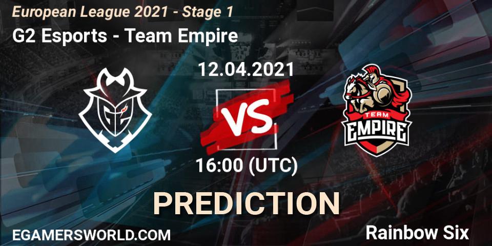 Prognose für das Spiel G2 Esports VS Team Empire. 12.04.21. Rainbow Six - European League 2021 - Stage 1