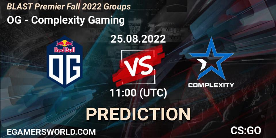 Prognose für das Spiel OG VS Complexity Gaming. 25.08.22. CS2 (CS:GO) - BLAST Premier Fall 2022 Groups