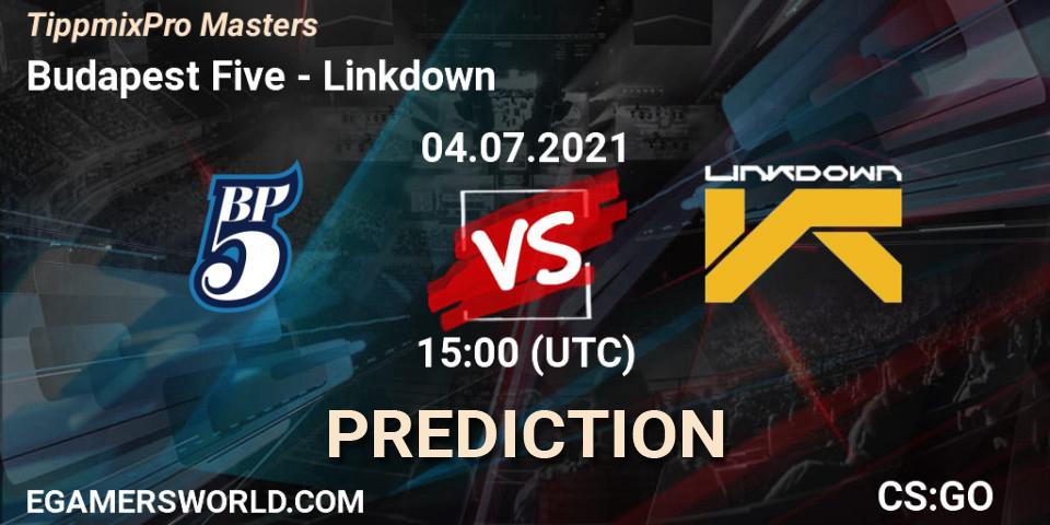 Prognose für das Spiel Budapest Five VS Linkdown. 04.07.2021 at 15:00. Counter-Strike (CS2) - TippmixPro Masters