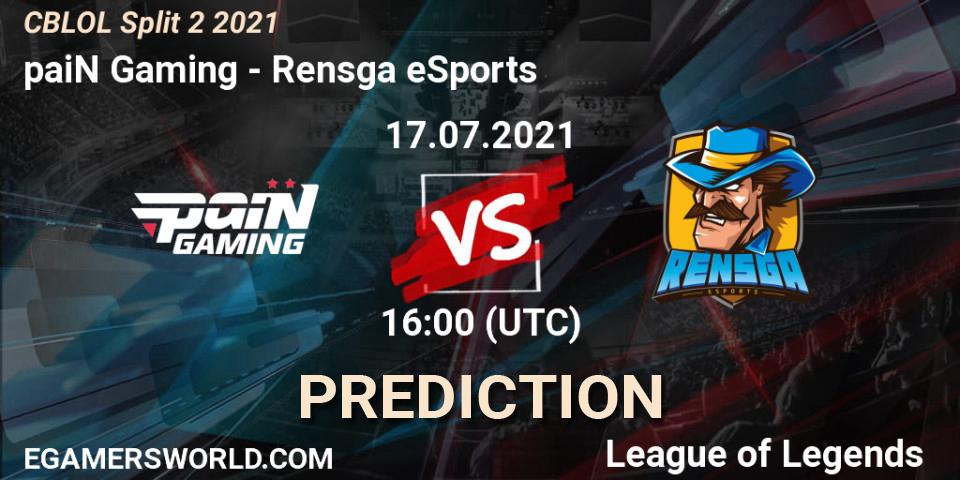 Prognose für das Spiel paiN Gaming VS Rensga eSports. 17.07.21. LoL - CBLOL Split 2 2021