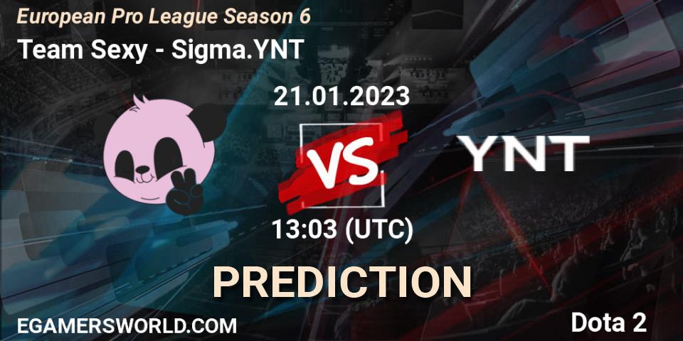 Prognose für das Spiel Team Sexy VS Sigma.YNT. 21.01.2023 at 14:18. Dota 2 - European Pro League Season 6