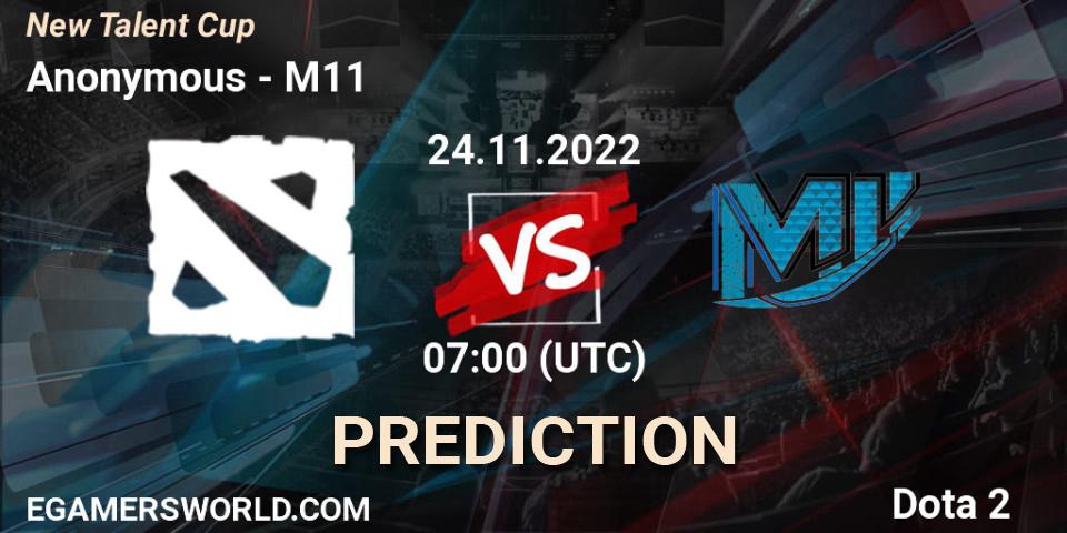 Prognose für das Spiel Anonymous VS M11. 24.11.22. Dota 2 - New Talent Cup