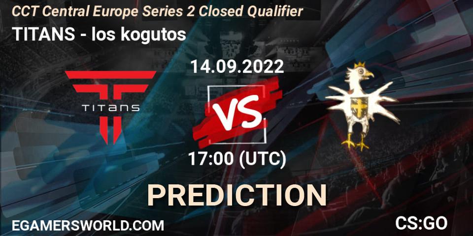 Prognose für das Spiel TITANS VS los kogutos. 14.09.2022 at 17:50. Counter-Strike (CS2) - CCT Central Europe Series 2 Closed Qualifier