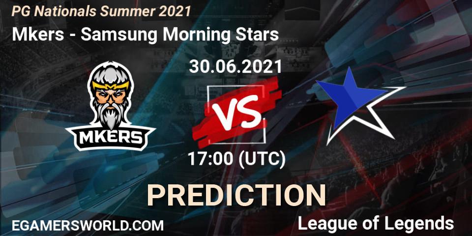 Prognose für das Spiel Mkers VS Samsung Morning Stars. 30.06.2021 at 17:00. LoL - PG Nationals Summer 2021