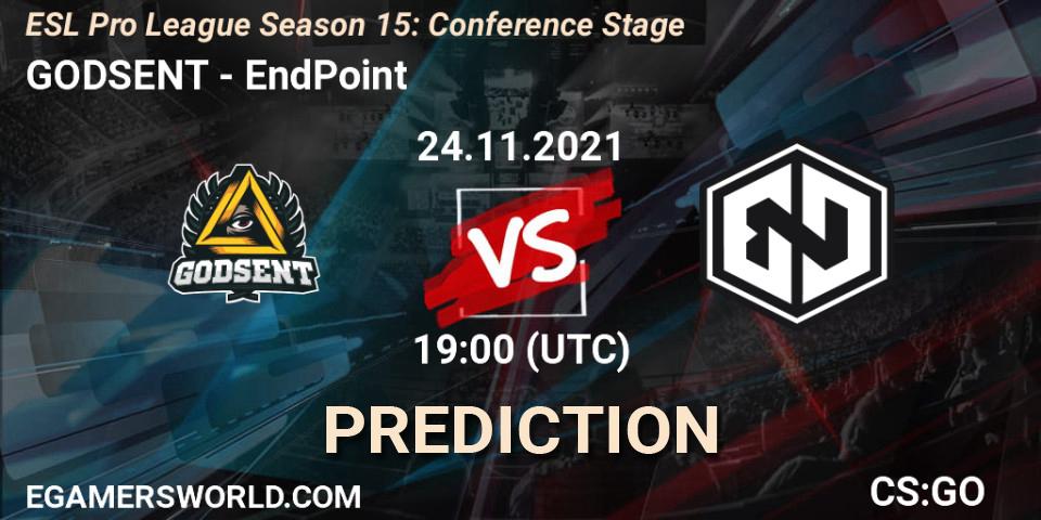 Prognose für das Spiel GODSENT VS EndPoint. 24.11.21. CS2 (CS:GO) - ESL Pro League Season 15: Conference Stage