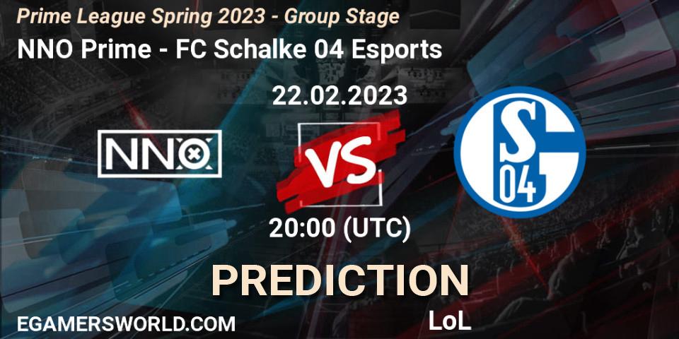 Prognose für das Spiel NNO Prime VS FC Schalke 04 Esports. 22.02.23. LoL - Prime League Spring 2023 - Group Stage