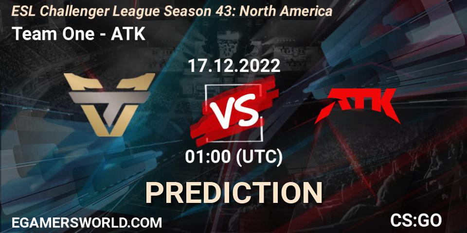 Prognose für das Spiel Team One VS ATK. 17.12.22. CS2 (CS:GO) - ESL Challenger League Season 43: North America