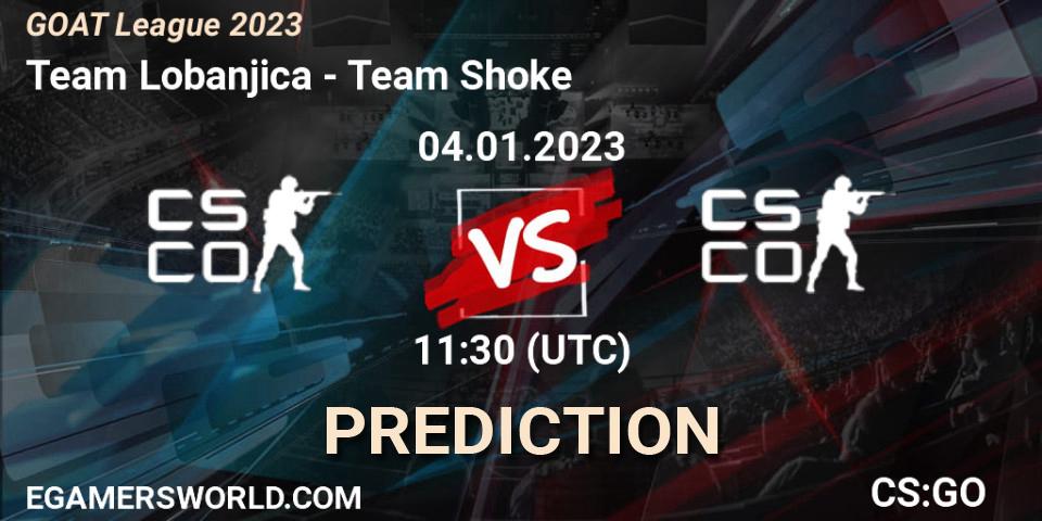 Prognose für das Spiel Team Lobanjica VS Team Shoke. 04.01.2023 at 11:30. Counter-Strike (CS2) - GOAT League 2023