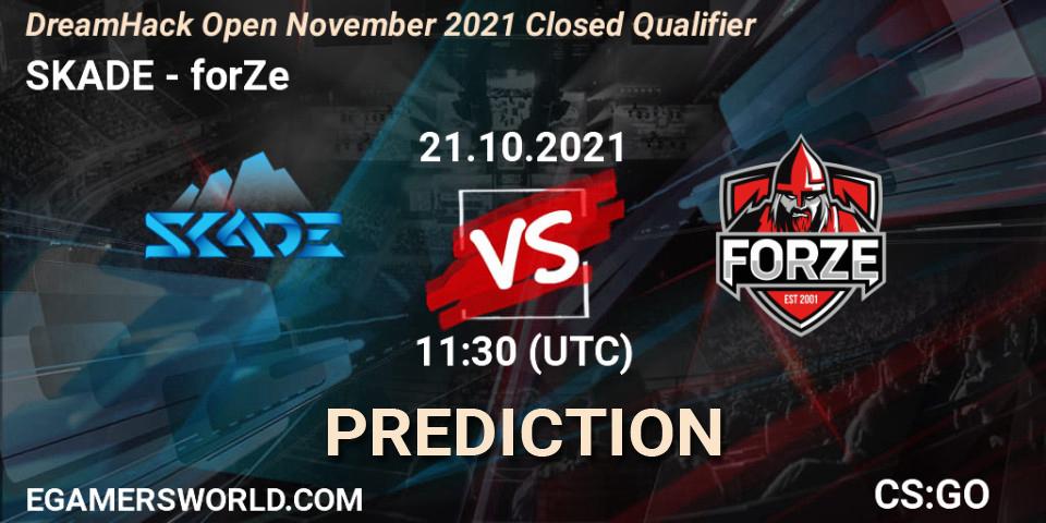 Prognose für das Spiel SKADE VS forZe. 21.10.2021 at 11:30. Counter-Strike (CS2) - DreamHack Open November 2021 Closed Qualifier