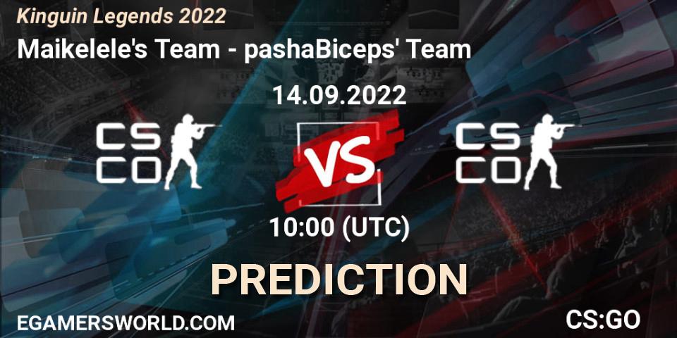 Prognose für das Spiel Maikelele's Team VS pashaBiceps' Team. 14.09.2022 at 10:10. Counter-Strike (CS2) - Kinguin Legends 2022