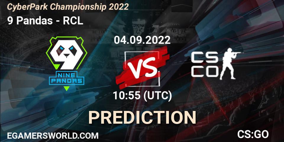 Prognose für das Spiel 9 Pandas VS RCL. 03.09.2022 at 17:20. Counter-Strike (CS2) - CyberPark Championship 2022