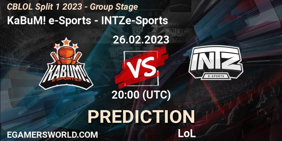 Prognose für das Spiel KaBuM! e-Sports VS INTZ e-Sports. 26.02.23. LoL - CBLOL Split 1 2023 - Group Stage