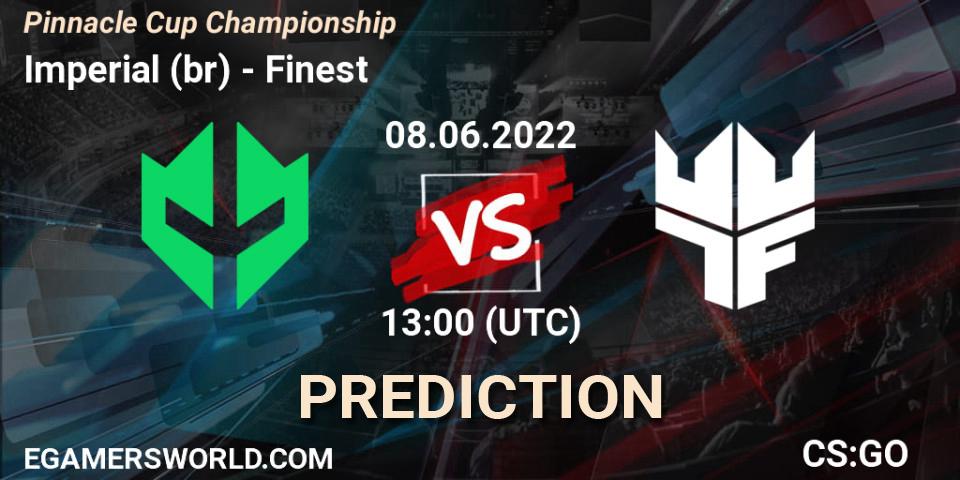 Prognose für das Spiel Imperial (br) VS Finest. 08.06.2022 at 13:00. Counter-Strike (CS2) - Pinnacle Cup Championship