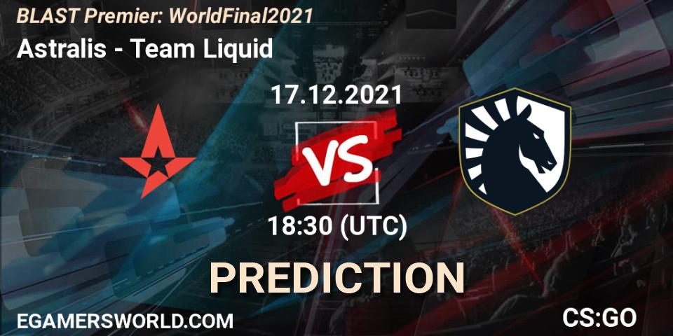 Prognose für das Spiel Astralis VS Team Liquid. 17.12.21. CS2 (CS:GO) - BLAST Premier: World Final 2021