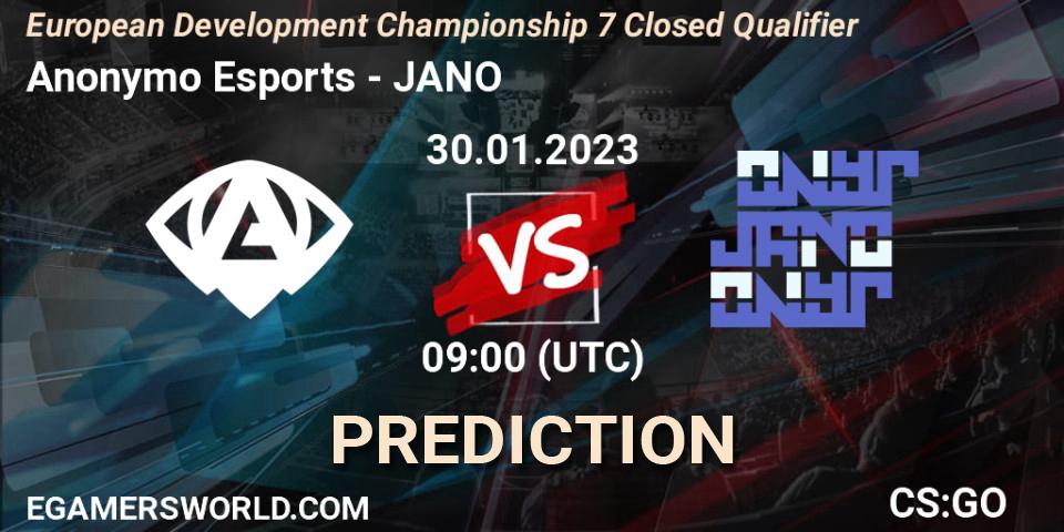 Prognose für das Spiel Anonymo Esports VS JANO. 30.01.23. CS2 (CS:GO) - European Development Championship 7 Closed Qualifier