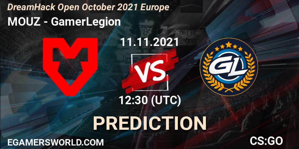 Prognose für das Spiel MOUZ VS GamerLegion. 11.11.2021 at 12:30. Counter-Strike (CS2) - DreamHack Open November 2021