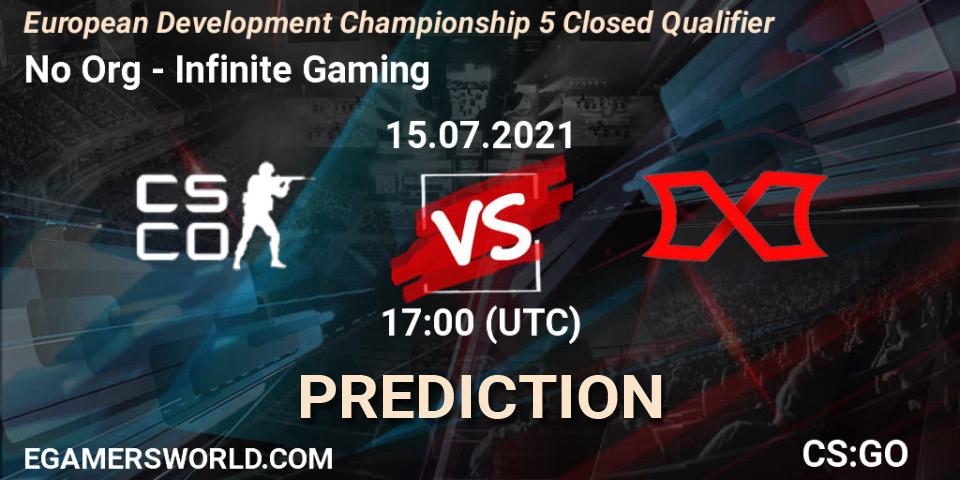 Prognose für das Spiel No Org VS Infinite Gaming. 15.07.2021 at 17:00. Counter-Strike (CS2) - European Development Championship 5 Closed Qualifier