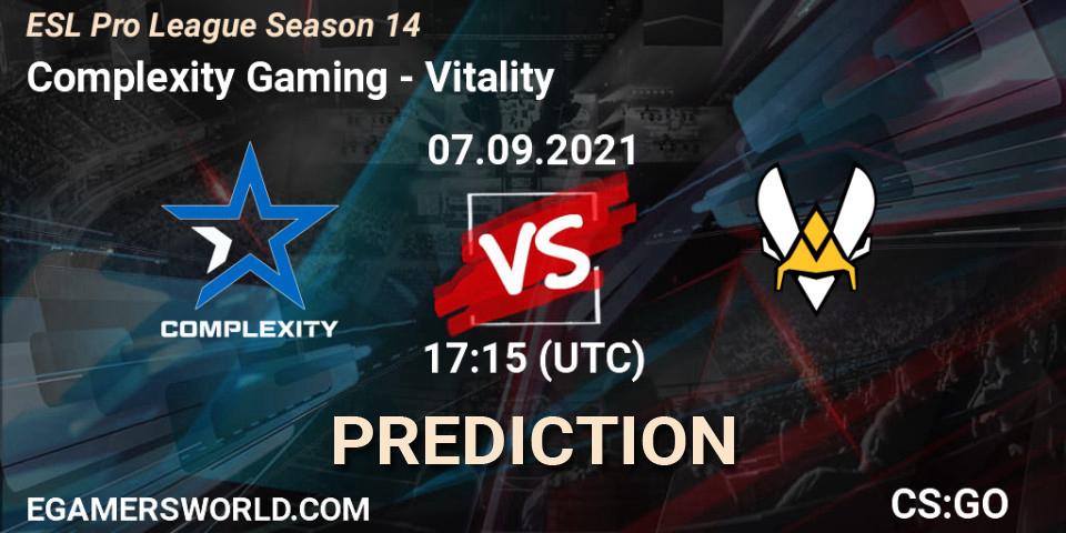 Prognose für das Spiel Complexity Gaming VS Vitality. 07.09.21. CS2 (CS:GO) - ESL Pro League Season 14
