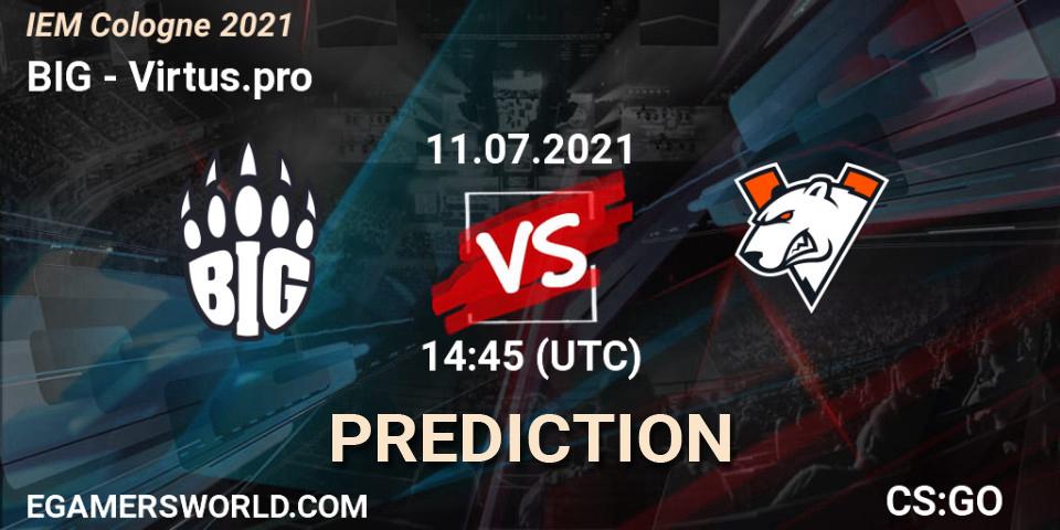 Prognose für das Spiel BIG VS Virtus.pro. 11.07.21. CS2 (CS:GO) - IEM Cologne 2021