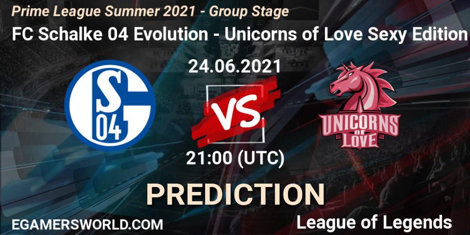 Prognose für das Spiel FC Schalke 04 Evolution VS Unicorns of Love Sexy Edition. 24.06.21. LoL - Prime League Summer 2021 - Group Stage