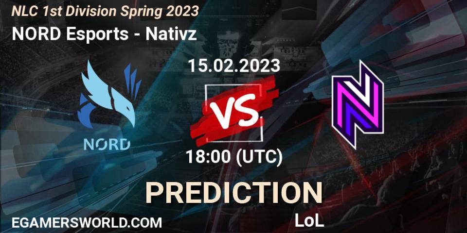 Prognose für das Spiel NORD Esports VS Nativz. 15.02.2023 at 18:00. LoL - NLC 1st Division Spring 2023