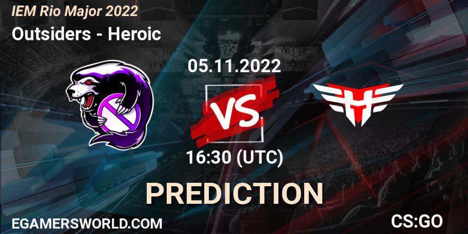 Prognose für das Spiel Outsiders VS Heroic. 05.11.2022 at 16:50. Counter-Strike (CS2) - IEM Rio Major 2022
