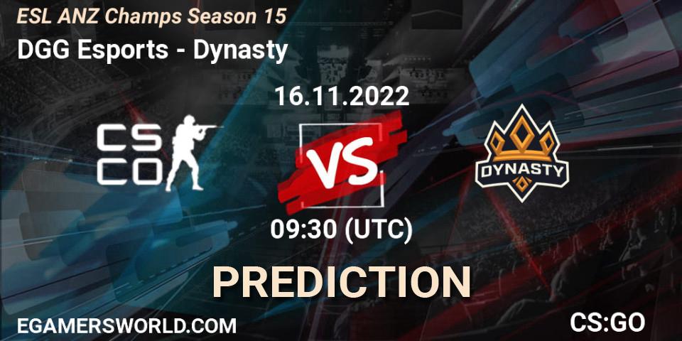 Prognose für das Spiel DGG Esports VS Dynasty. 16.11.22. CS2 (CS:GO) - ESL ANZ Champs Season 15