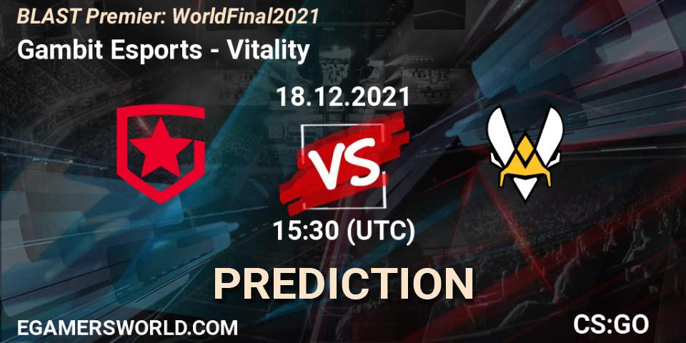 Prognose für das Spiel Gambit Esports VS Vitality. 18.12.21. CS2 (CS:GO) - BLAST Premier: World Final 2021