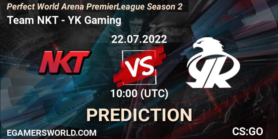 Prognose für das Spiel Team NKT VS YK Gaming. 22.07.2022 at 10:10. Counter-Strike (CS2) - Perfect World Arena Premier League Season 2