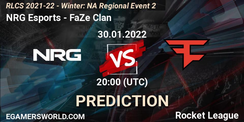 Prognose für das Spiel NRG Esports VS FaZe Clan. 30.01.2022 at 20:00. Rocket League - RLCS 2021-22 - Winter: NA Regional Event 2
