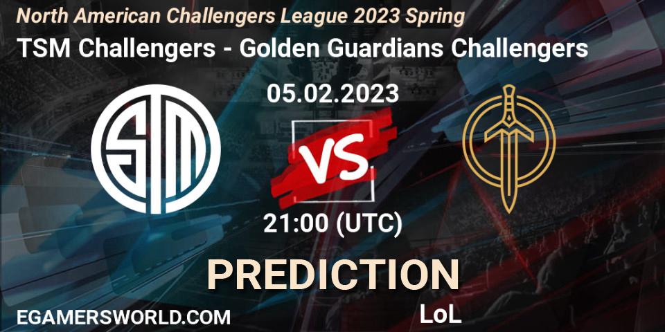 Prognose für das Spiel TSM Challengers VS Golden Guardians Challengers. 05.02.23. LoL - NACL 2023 Spring - Group Stage
