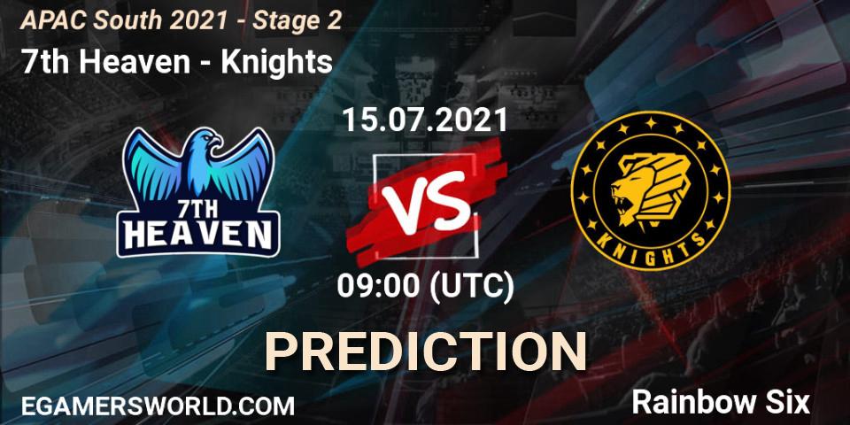 Prognose für das Spiel 7th Heaven VS Knights. 15.07.2021 at 09:00. Rainbow Six - APAC South 2021 - Stage 2