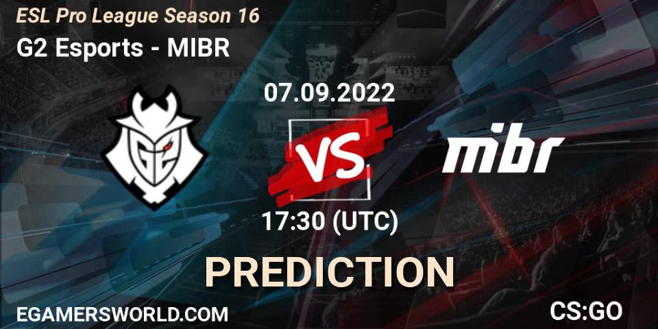 Prognose für das Spiel G2 Esports VS MIBR. 07.09.22. CS2 (CS:GO) - ESL Pro League Season 16