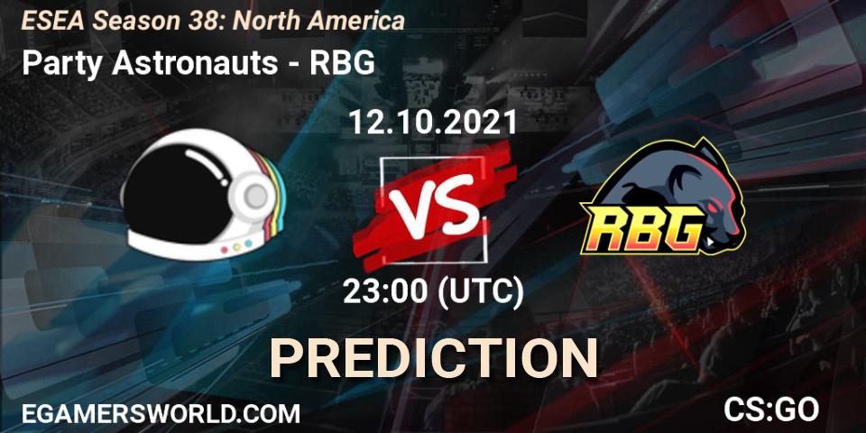 Prognose für das Spiel Party Astronauts VS RBG. 13.10.2021 at 00:00. Counter-Strike (CS2) - ESEA Season 38: North America 