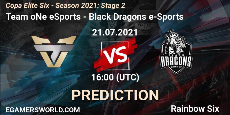 Prognose für das Spiel Team oNe eSports VS Black Dragons e-Sports. 21.07.21. Rainbow Six - Copa Elite Six - Season 2021: Stage 2