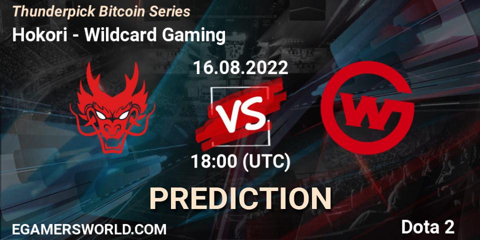Prognose für das Spiel Hokori VS Wildcard Gaming. 16.08.22. Dota 2 - Thunderpick Bitcoin Series