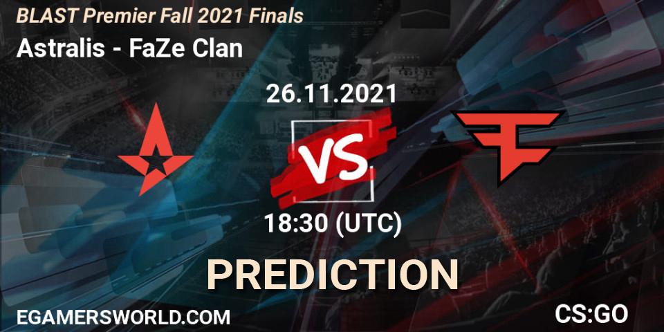 Prognose für das Spiel Astralis VS FaZe Clan. 26.11.21. CS2 (CS:GO) - BLAST Premier Fall 2021 Finals