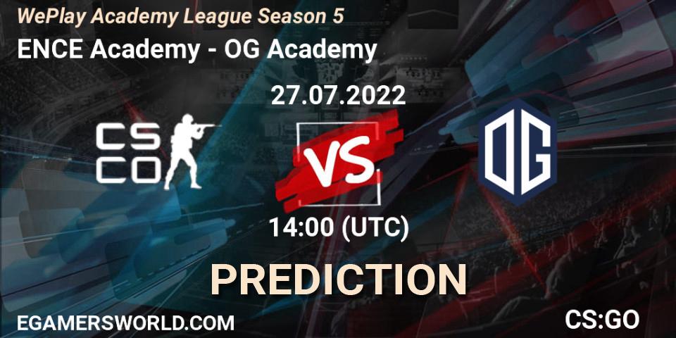 Prognose für das Spiel ENCE Academy VS OG Academy. 27.07.2022 at 14:50. Counter-Strike (CS2) - WePlay Academy League Season 5