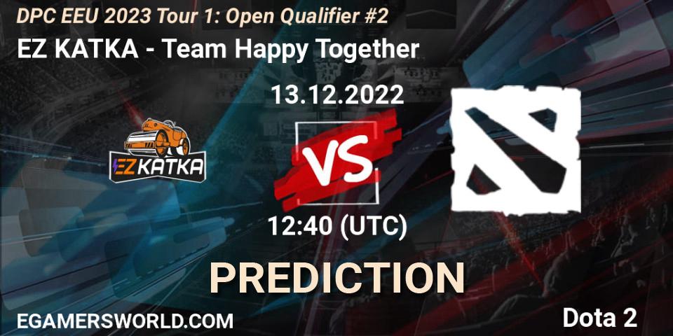 Prognose für das Spiel EZ KATKA VS Team Happy Together. 13.12.2022 at 12:40. Dota 2 - DPC EEU 2023 Tour 1: Open Qualifier #2