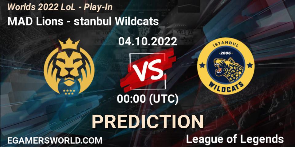 Prognose für das Spiel MAD Lions VS İstanbul Wildcats. 30.09.2022 at 00:30. LoL - Worlds 2022 LoL - Play-In