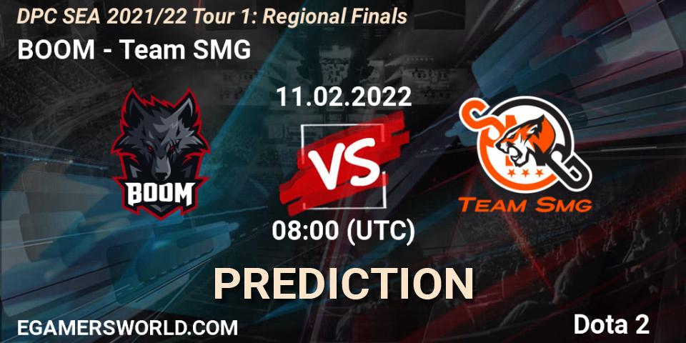 Prognose für das Spiel BOOM VS Team SMG. 11.02.2022 at 07:23. Dota 2 - DPC SEA 2021/22 Tour 1: Regional Finals