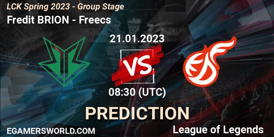 Prognose für das Spiel Fredit BRION VS Freecs. 21.01.23. LoL - LCK Spring 2023 - Group Stage