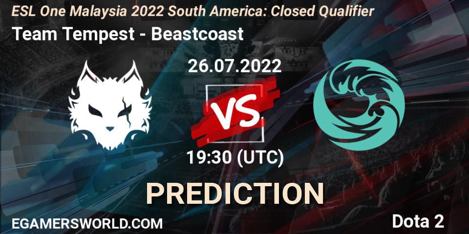 Prognose für das Spiel Team Tempest VS Beastcoast. 26.07.2022 at 19:34. Dota 2 - ESL One Malaysia 2022 South America: Closed Qualifier