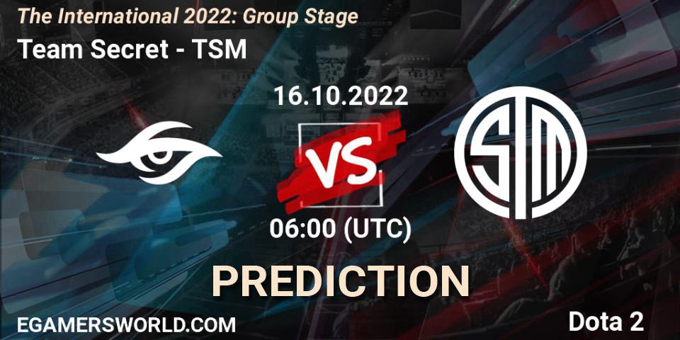 Prognose für das Spiel Team Secret VS TSM. 16.10.22. Dota 2 - The International 2022: Group Stage