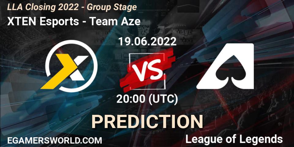 Prognose für das Spiel XTEN Esports VS Team Aze. 19.06.2022 at 23:30. LoL - LLA Closing 2022 - Group Stage